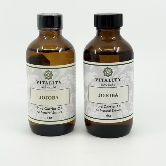 Vitality Extracts Jojoba Two Pack 4oz Dropper Bottle New Bottles Carrier Oil - Picture 1 of 2